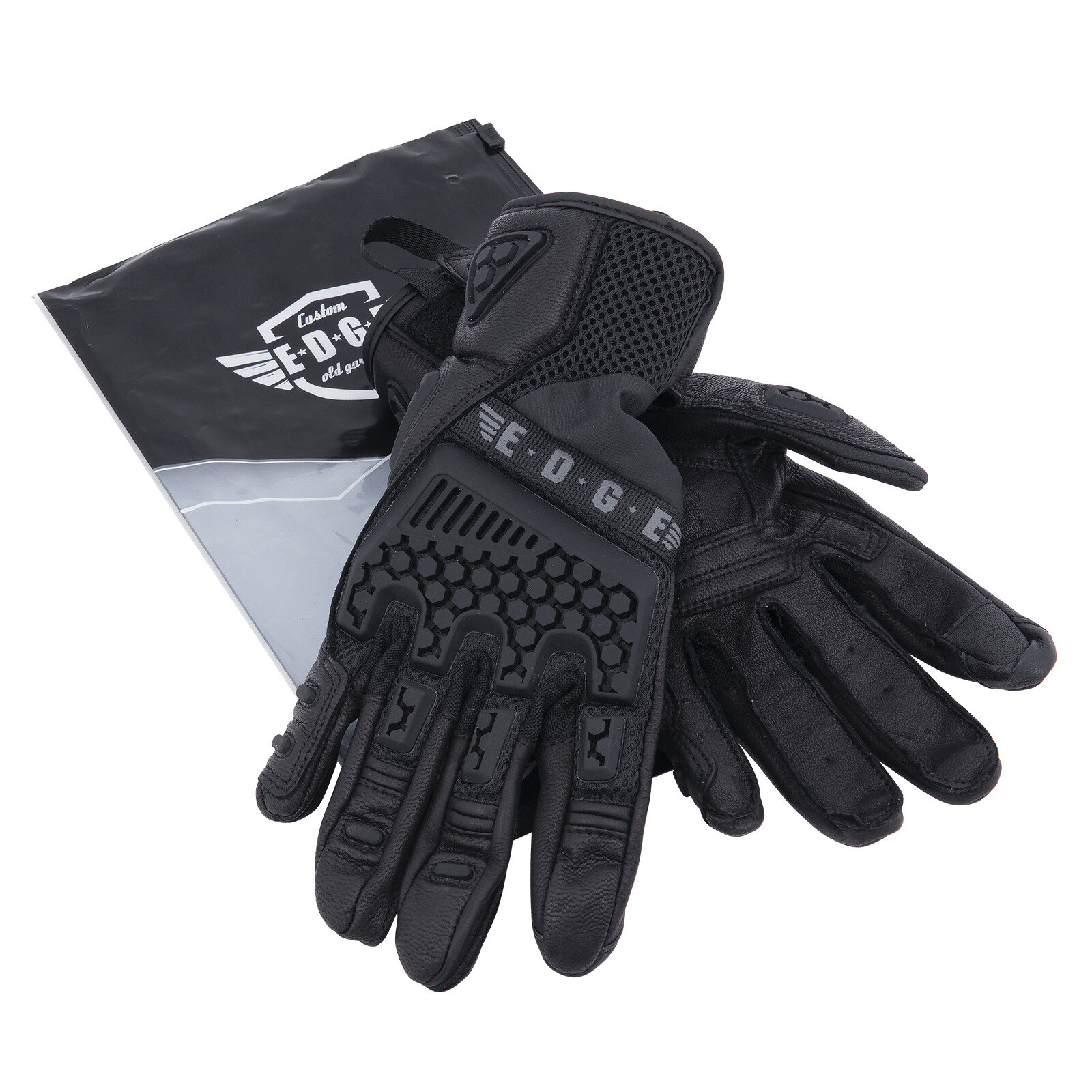 Перчатки мотоциклетные EDGE Cit Black, мужские, черный, размер XL