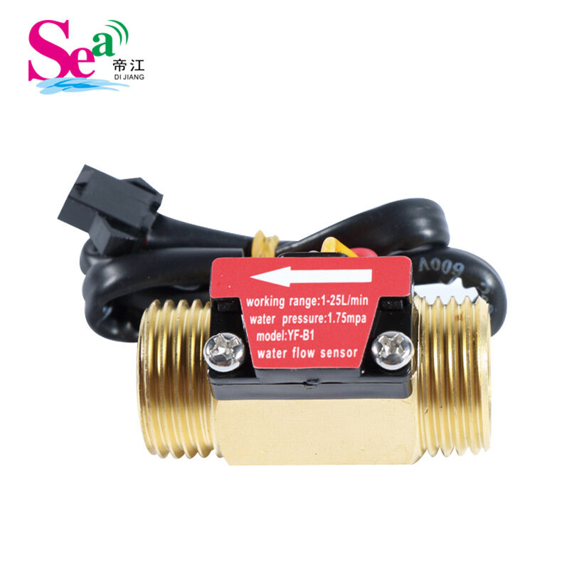 фото Датчик расхода воды YF-B1, турбинный, импульсный выход, медный