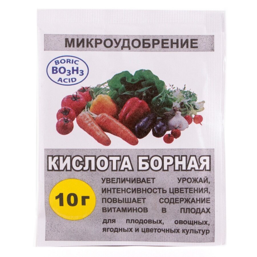 Борная кислата, минеральное удобрение для растений, порошок, 10 гр
