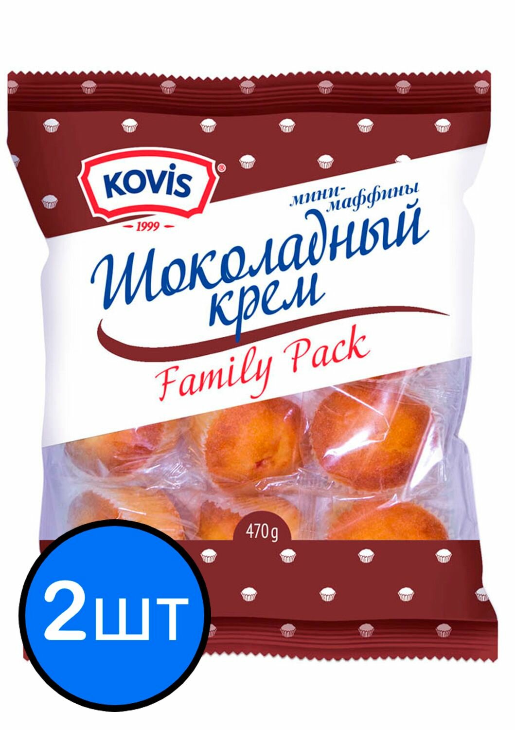 Мини-маффины с шоколадной начинкой Kovis (Ковис), 470г х 2шт