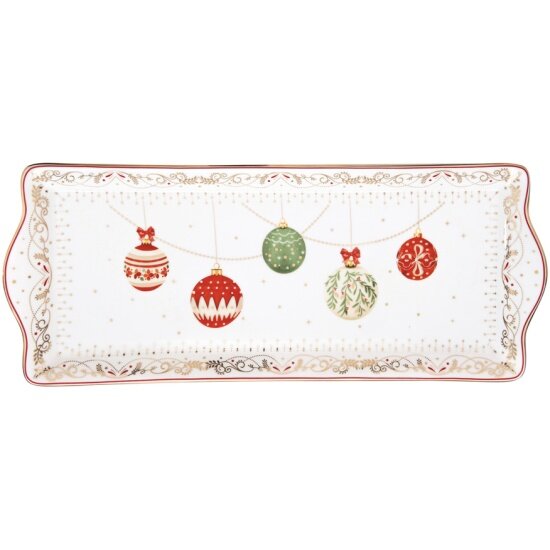 Блюдо Easy Life Christmas Eve Новогодние шары 35х15 см фарфор белое прямоугольное (EL-R1109/CEVE)