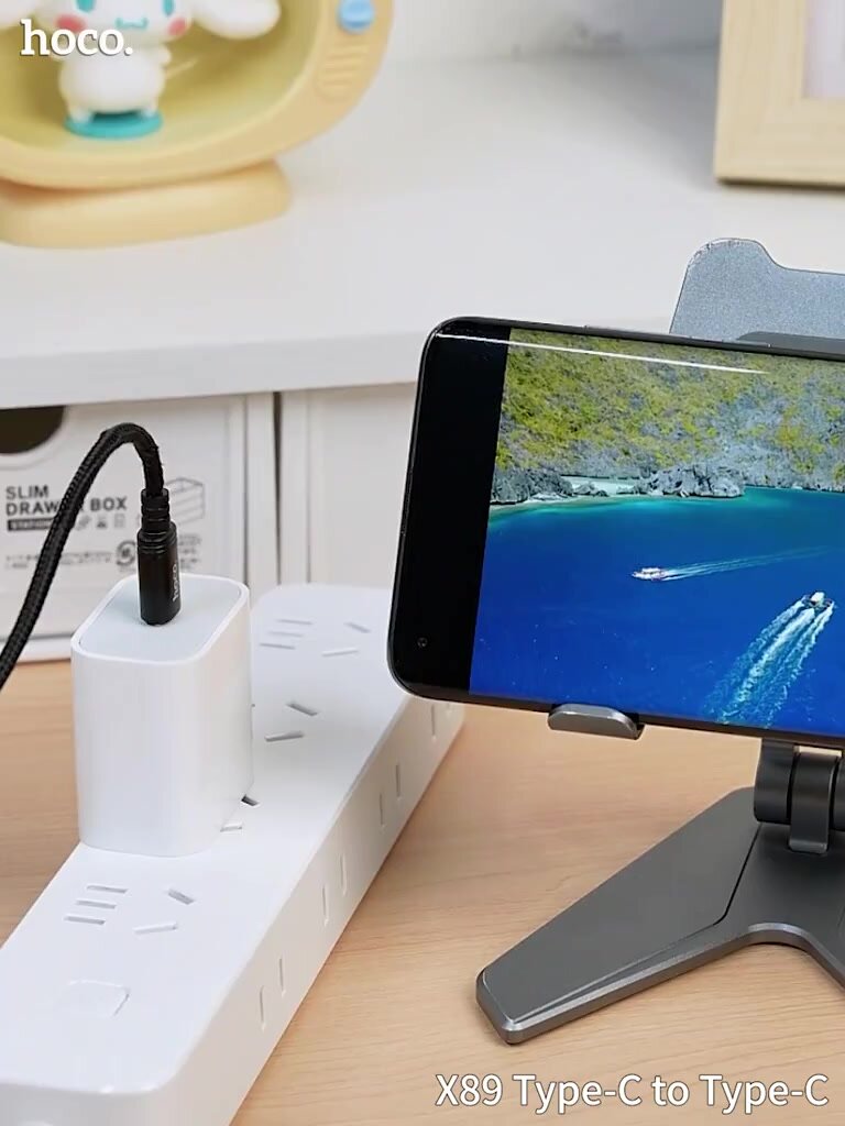Кабель Hoco для Android, c Type-C на Type-C, Hoco X89 Wind, чёрный, 1 метр, PD 60W, 3A для быстрой зарядки — фото 1