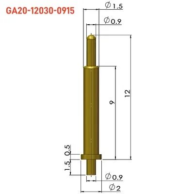 5 500 Pogo Pin Разъем Pogopin Батарея Пружинная нагрузка Контакт SMD PCB 3 4 5 6 7 8 9 10 12 14 15 16 18 MM Тестовый зонд Питание постоянного тока, Height H 12.0mm, 50 PCS