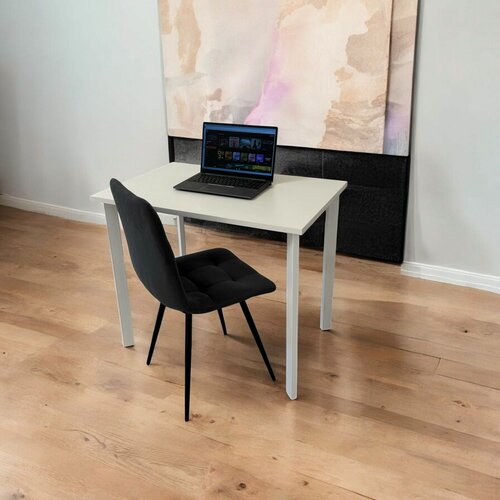 Изображение товара Игровой компьютерный стол/ цвет столешницы Белый, 100*70 см. Ножки белые