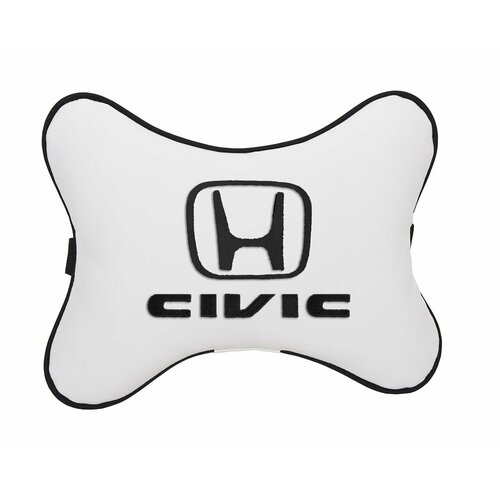 Автомобильная подушка на подголовник алькантара Coffee с логотипом автомобиля HONDA Civic