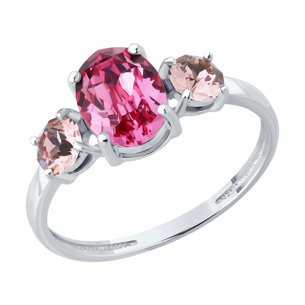Кольцо Diamant, серебро, 925 проба, родирование, кристаллы Swarovski, размер 18