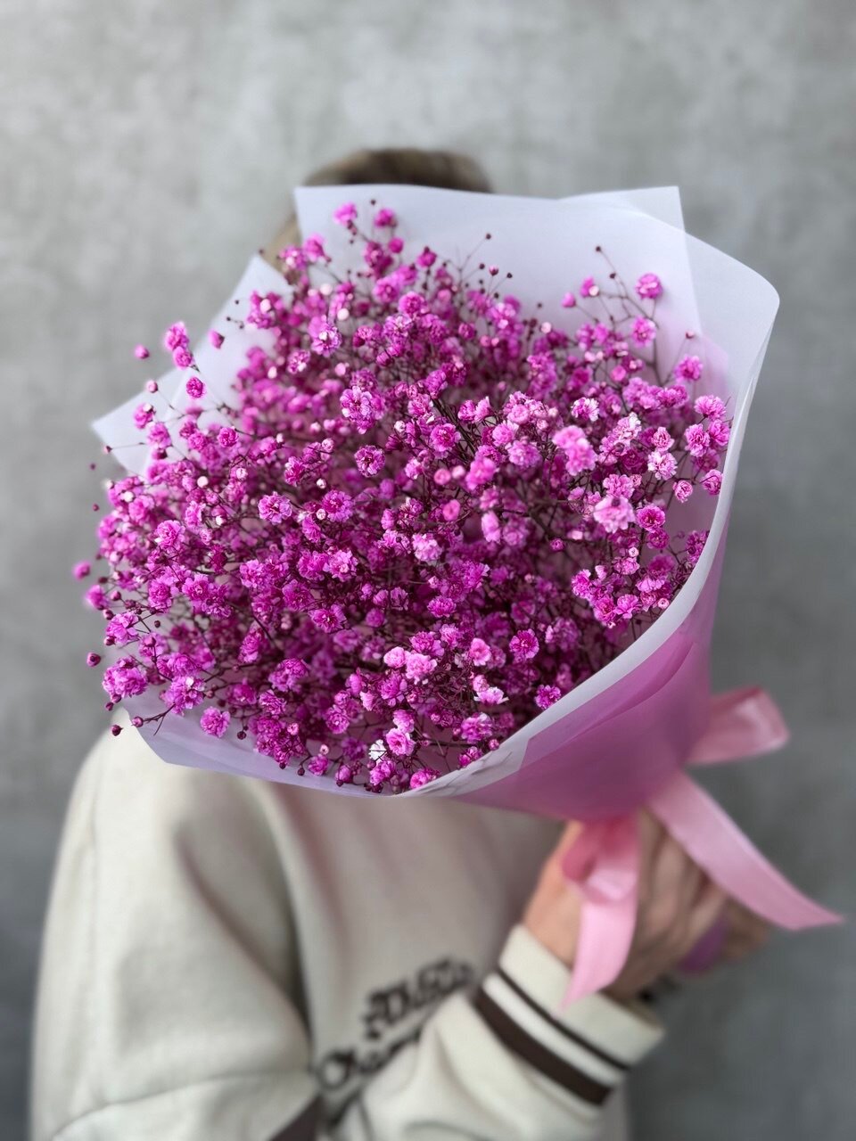 Монобукет A&G FLOWERS "Гипсофила", высота 25 см, 5 цветов, розовый