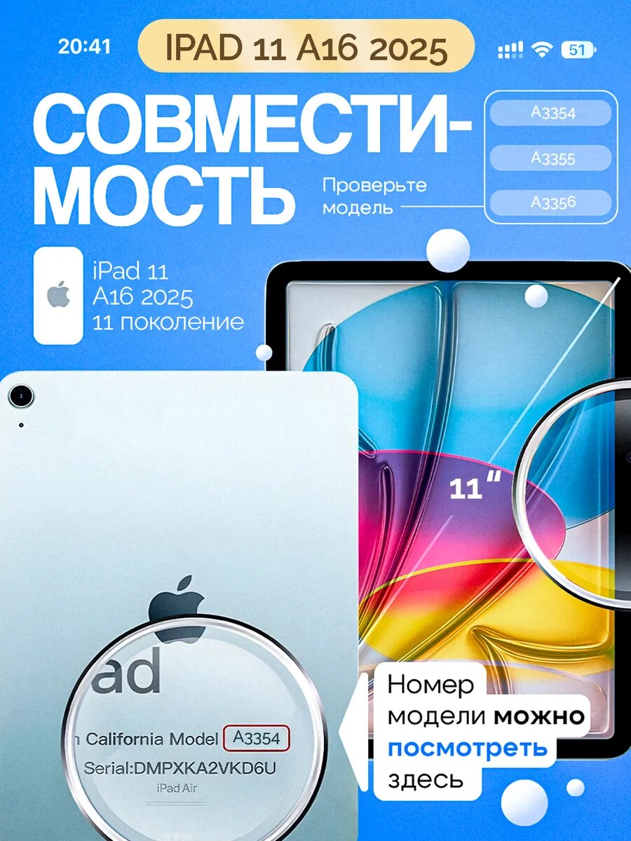Защитное стекло для iPad 11 2025 A16 2.5D глянцевое прозрачное — фото 1