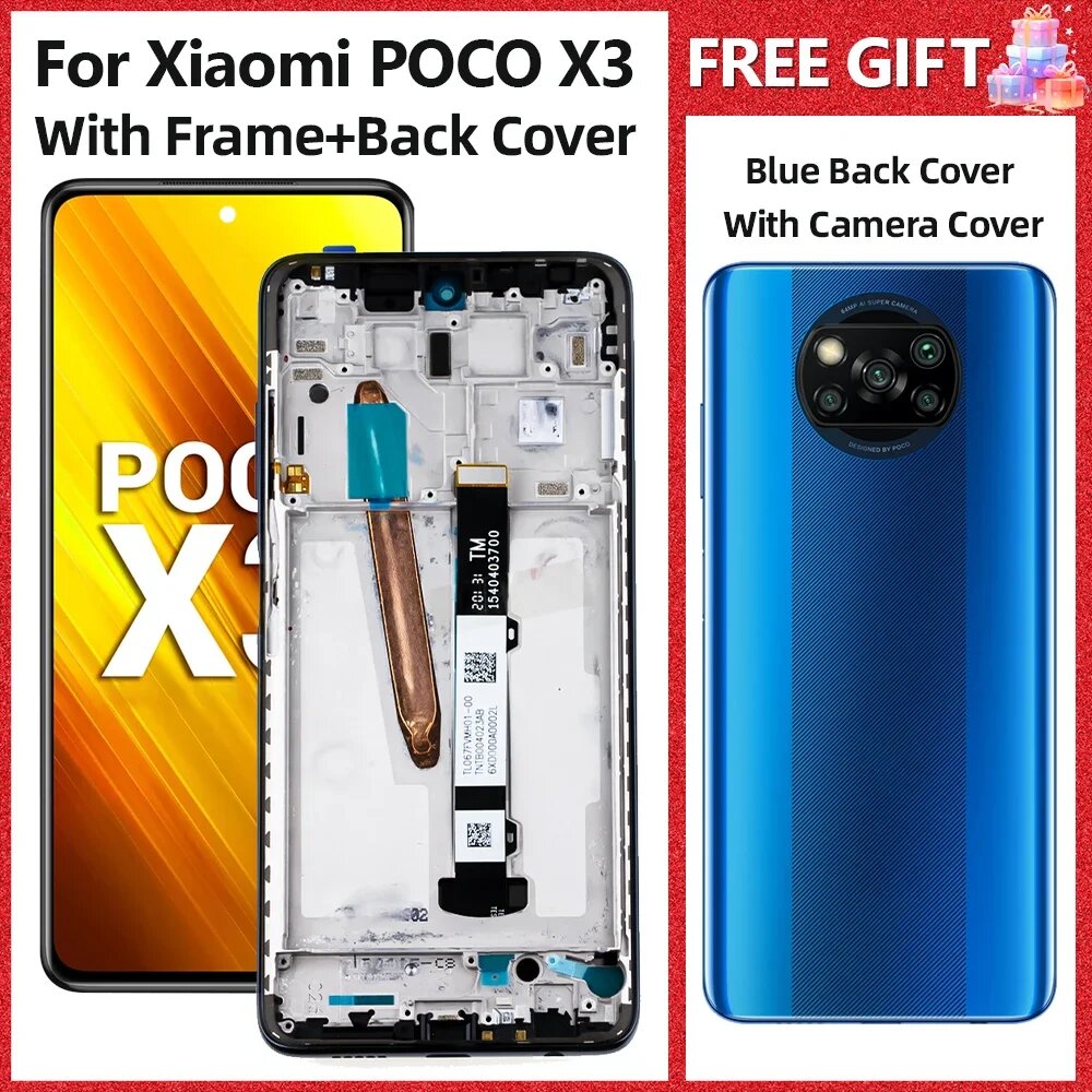ЖК-дисплей для XIAOMI POCO X3, сменный ЖК-дисплей, сенсорный экран для POCO X3 X3PRO X3NFC, дигитайзер ЖК-экрана в сборе, Blue Kit