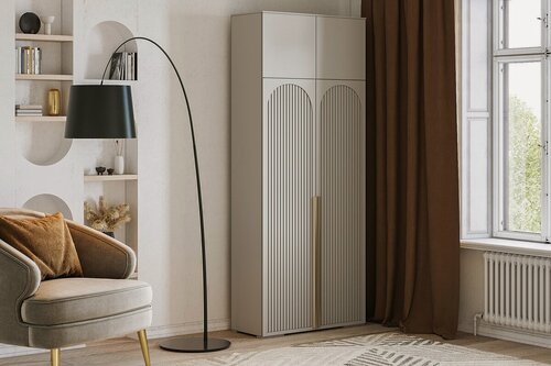 Изображение товара Шкаф распашной МебельЛэнд24 Рослин - 2 с антресолью Кашемир 110x40x240 бежевый для одежды двухдверный