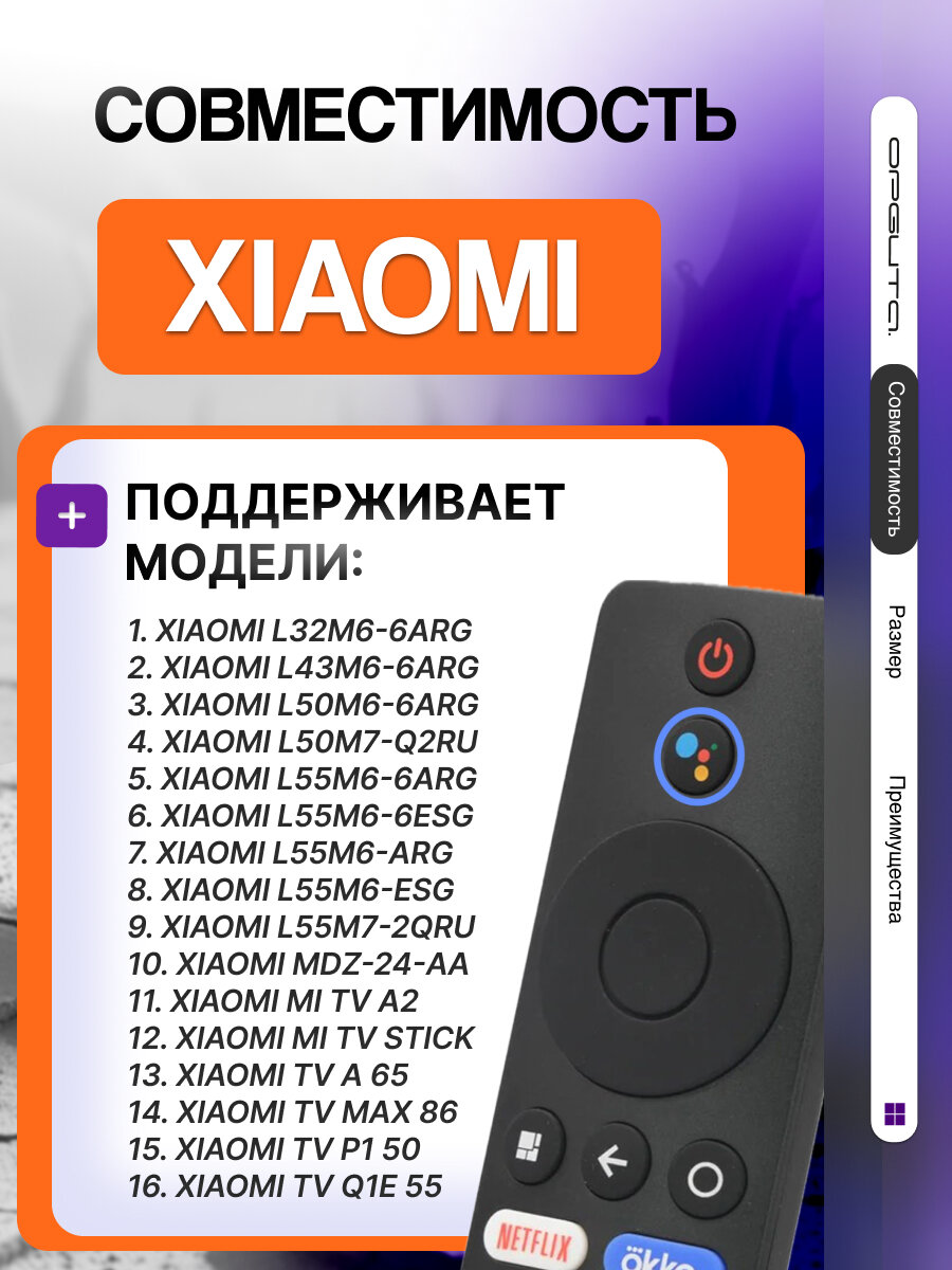 Голосовой пульт для XIAOMI MI TV, Android TV BOX XMRM-M3 (MI-VER.9) Орбита OT-DVC52 — фото 1
