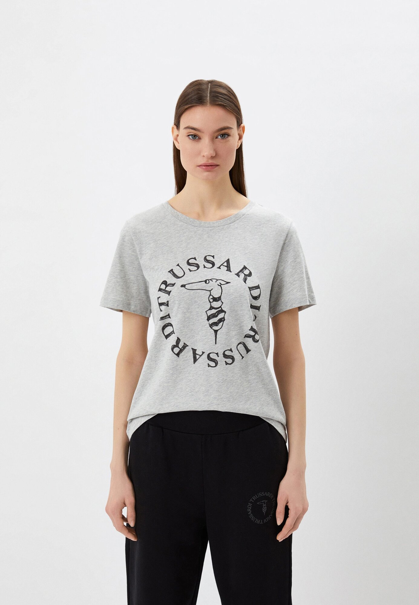 Футболка спортивная TRUSSARDI, размер 42-44, серый