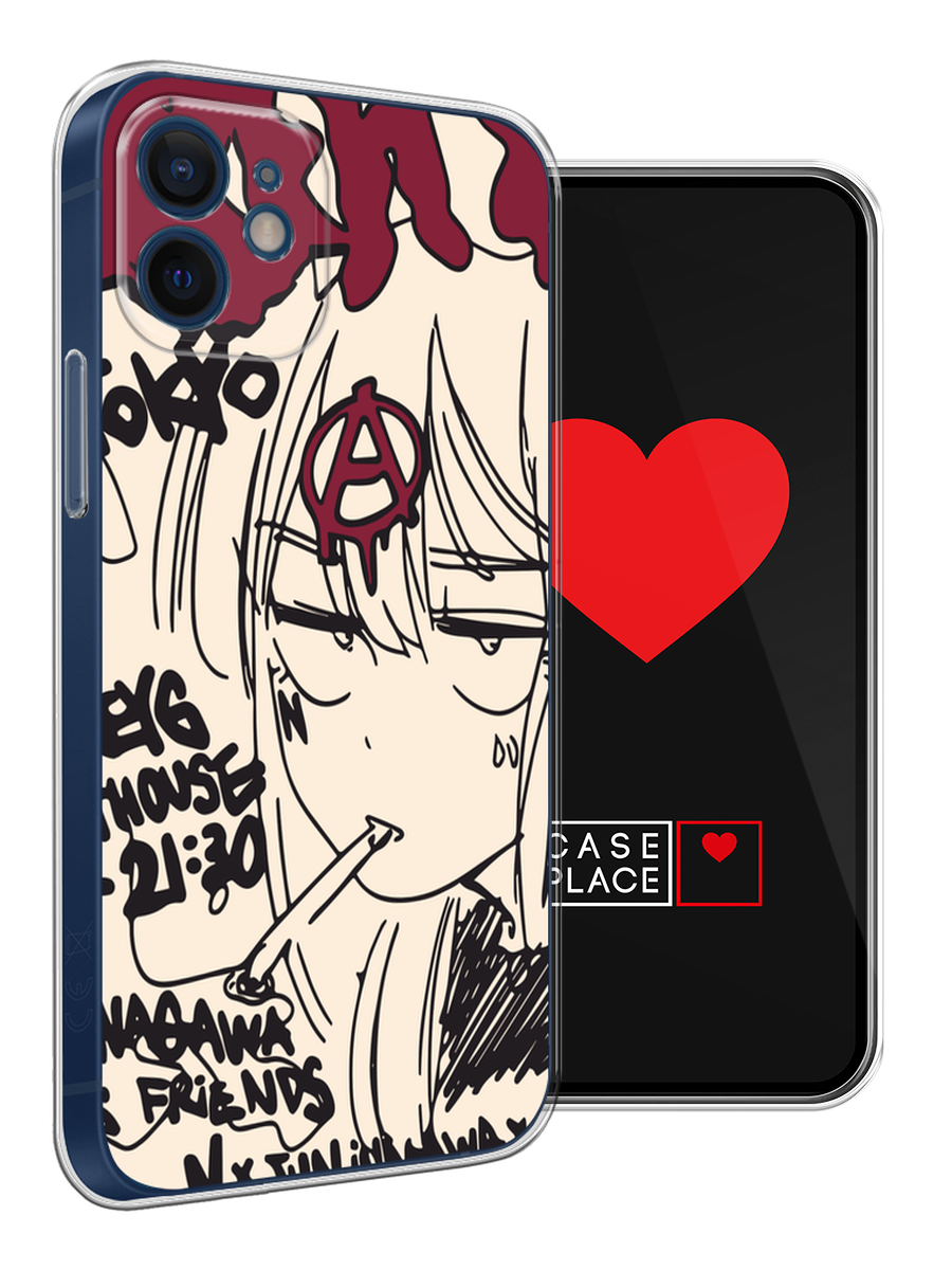 Чехол на Apple iPhone 12 mini / Айфон 12 Мини с принтом Anime doodle — фото 1