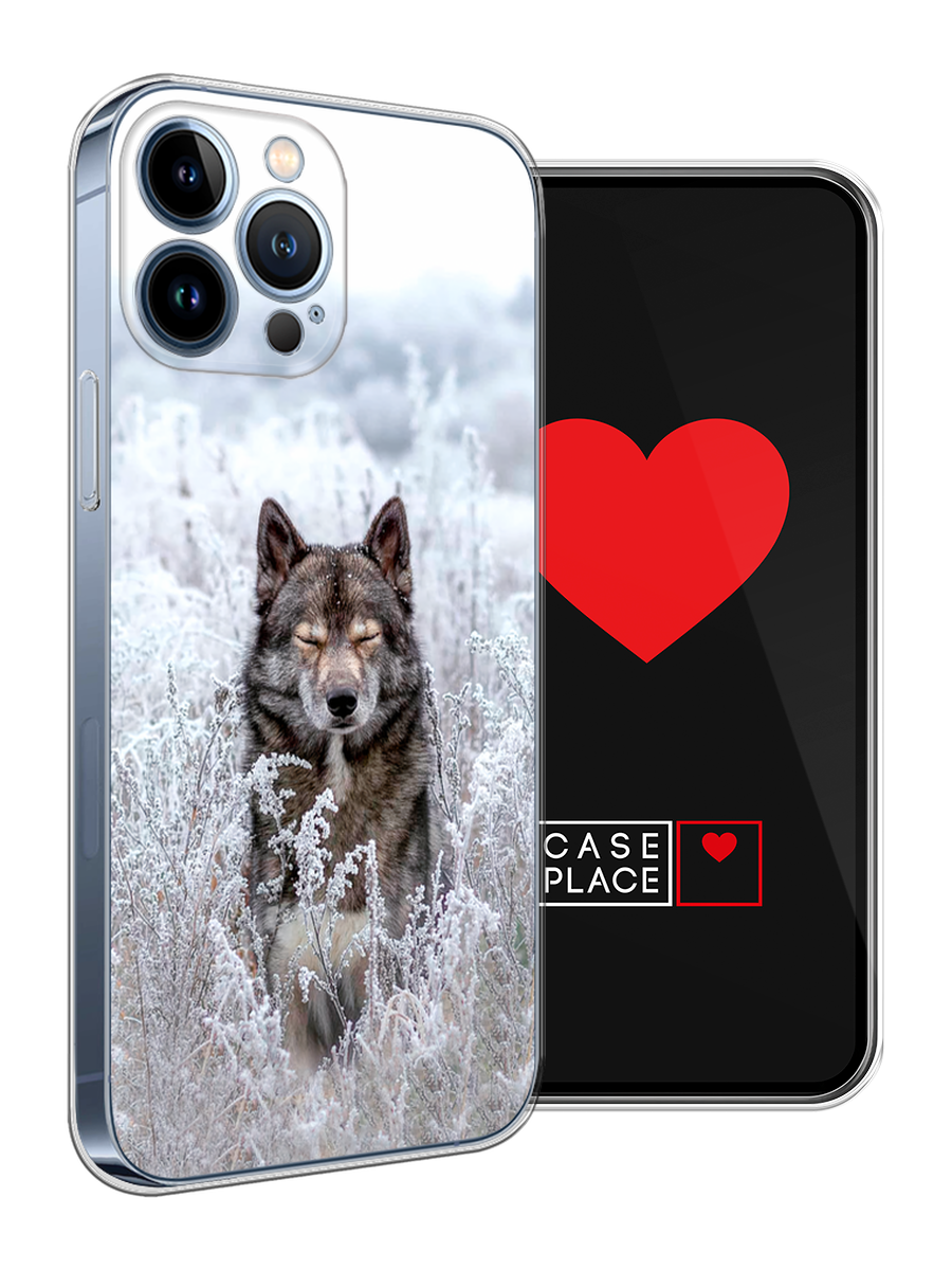 Чехол на Apple iPhone 13 Pro Max / Айфон 13 Про Макс с принтом Волк в поле — фото 1