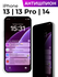 Защитное стекло Антишпион на iPhone 14 / 13 / 13 Pro, противоудар...