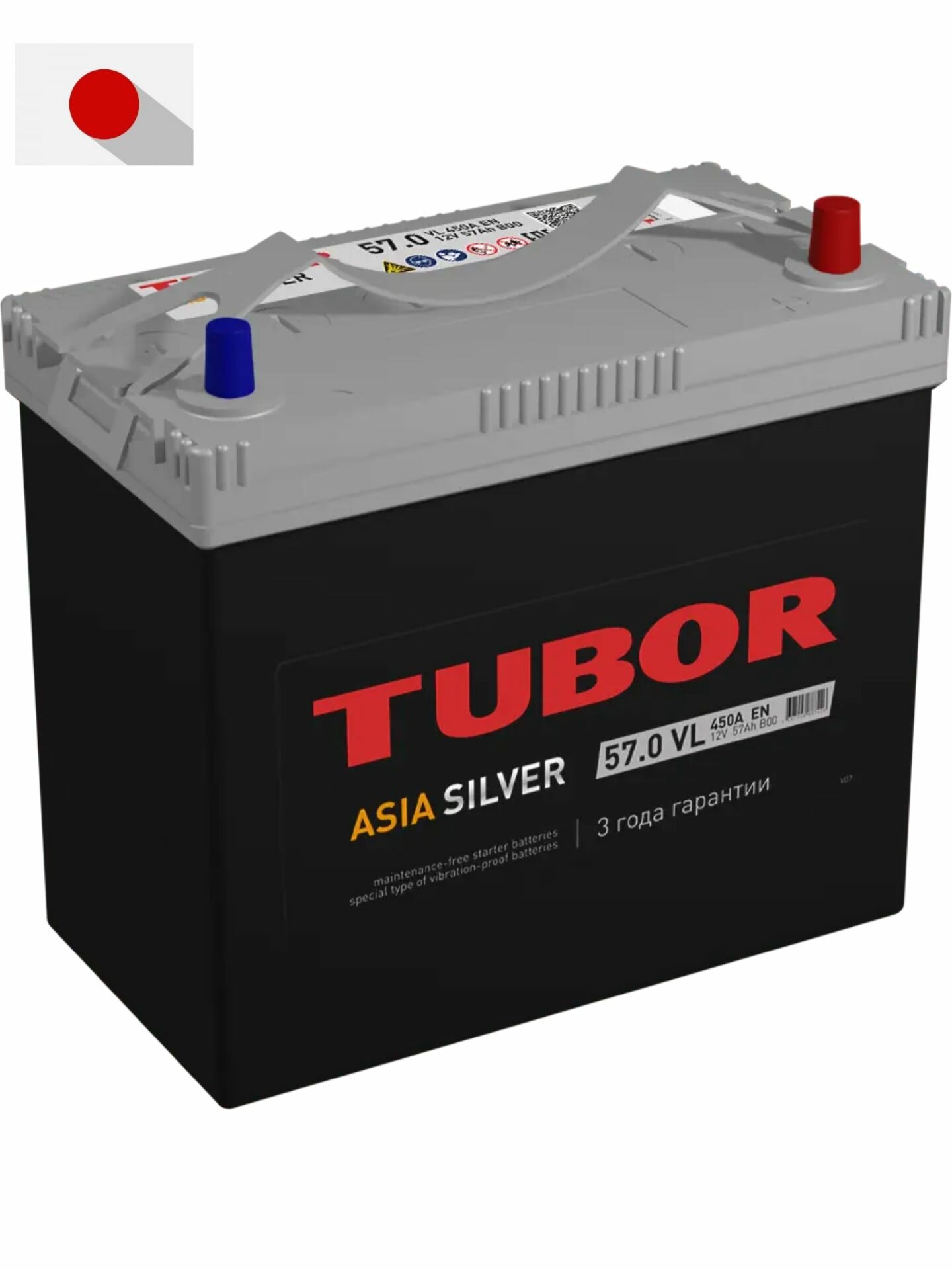 Аккумулятор автомобильный 57 Ач Титан Asia Silver (70B24L) о/п тонк. кл.(450А д*ш*в 23,6*12,8*22,3 см)