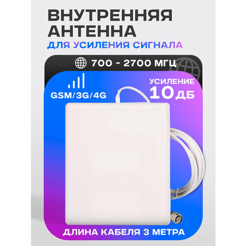 Антенна для усиления сигнала GSM/3G/4G PAN-08 (Панельная, 10 Дб) с кабелем 3 м.