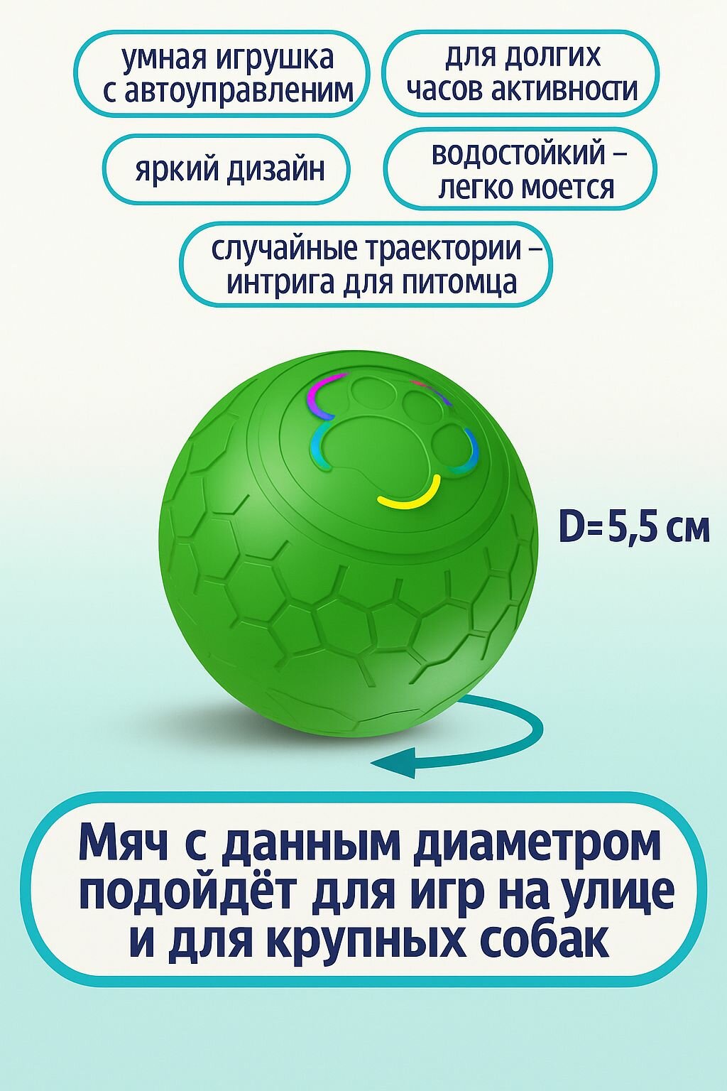 Интерактивная игрушка мячик для питомца