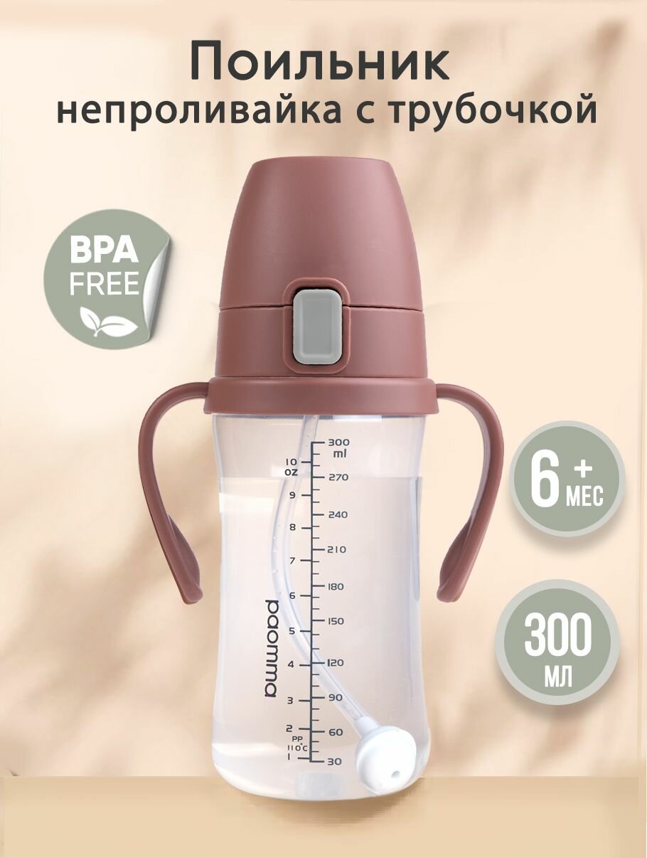 Бутылочка с трубочкой детская/ поильник непроливайка
