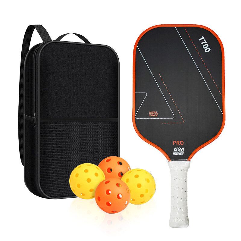Ракетка Pickleball Paddie16, с рисунком, матовая, углеродное волокно, оранжево-красная