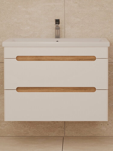 Изображение товара Тумба подвесная SanStar Diva 80 без раковины для ванной комнаты белый, дуб вотан