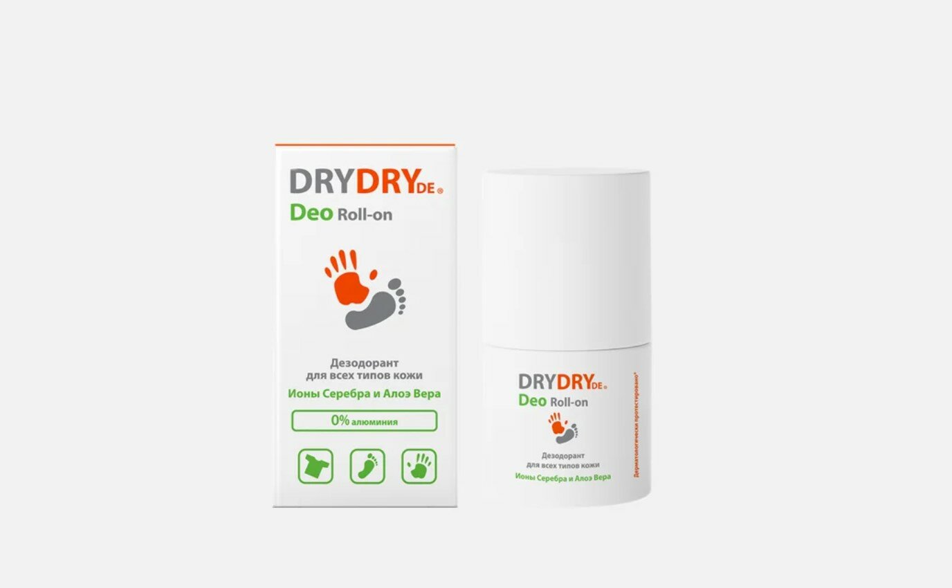 Дезодорант роликовый DRY DRY Deo Roll-on, с ионами серебра и aлоэ вера, 50 мл, 1 шт.