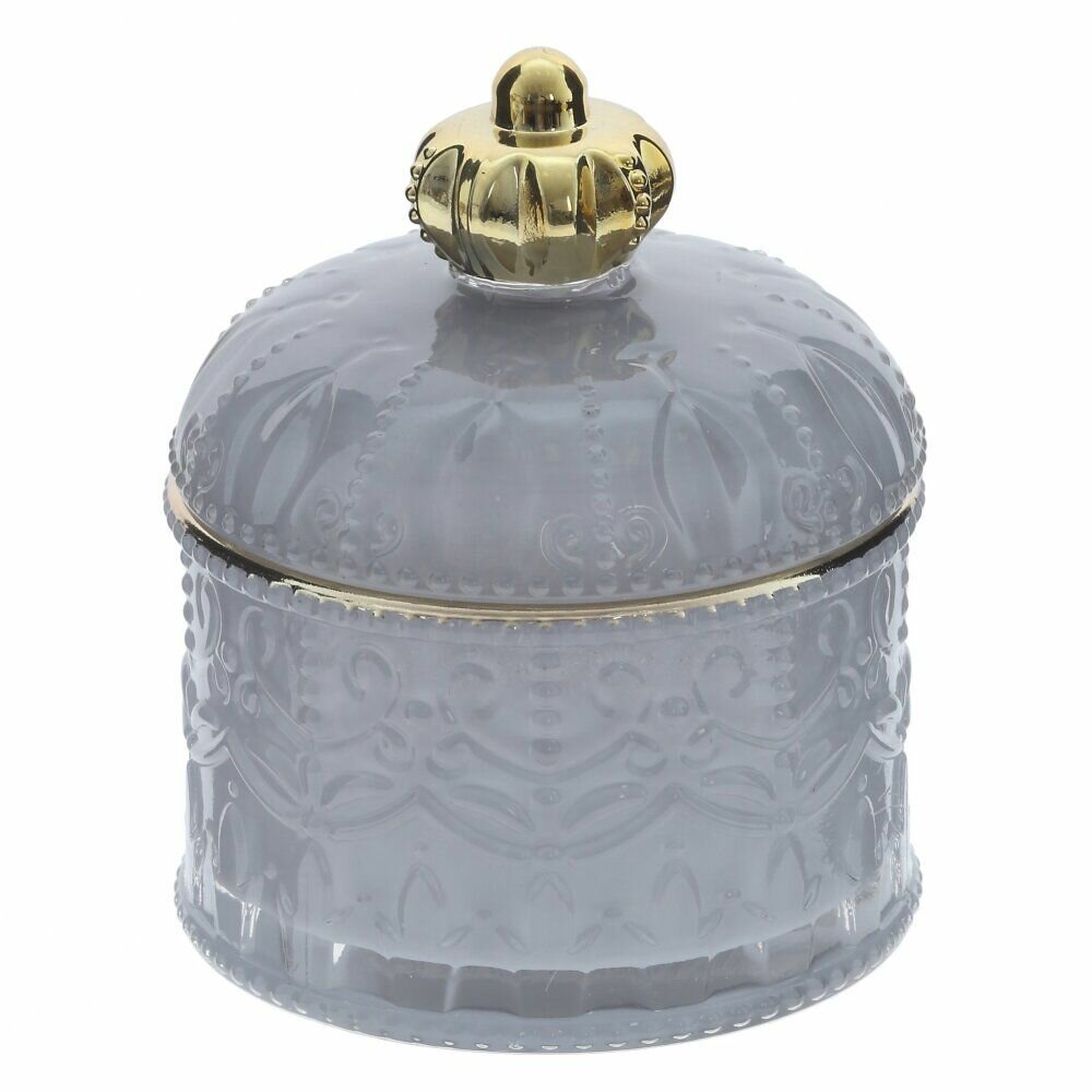 Шкатулка для украшений стеклянная со съемной крышкой "Корона", 9х9х11 см