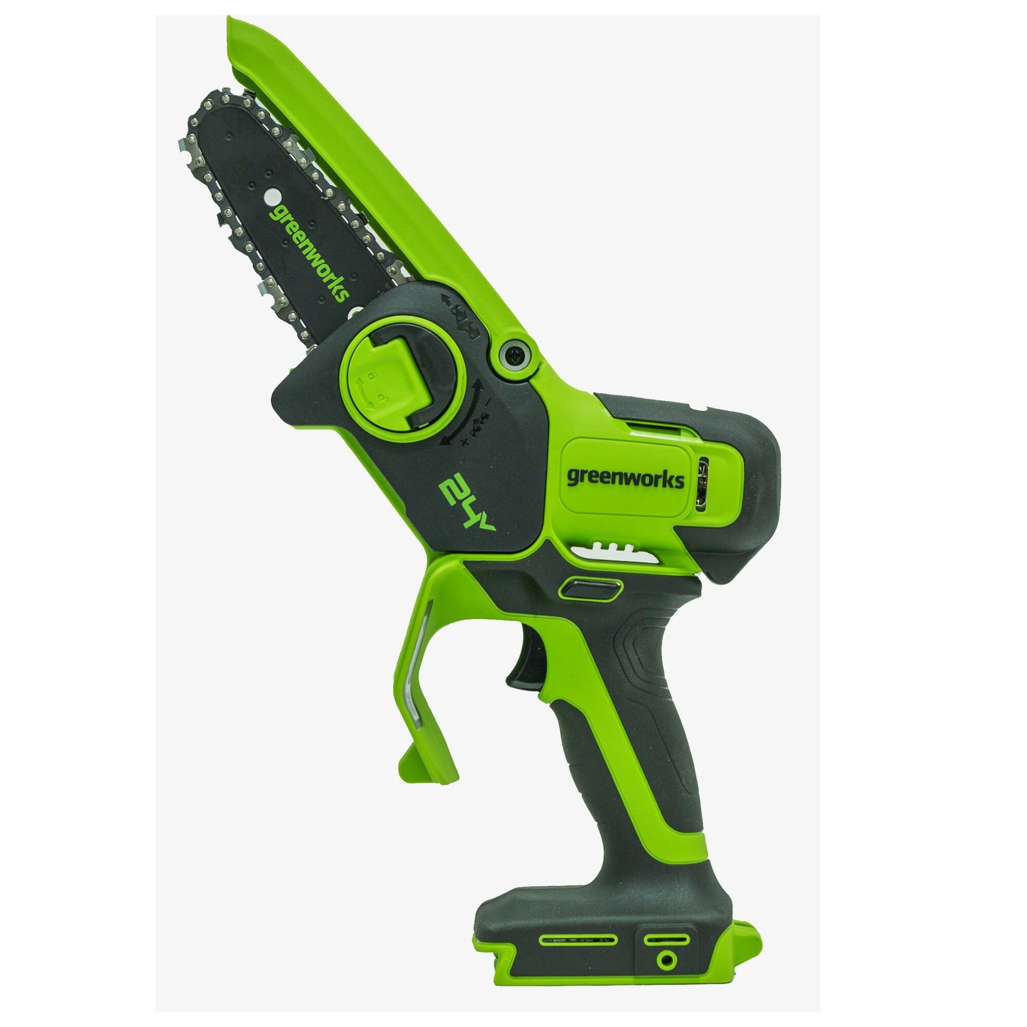 Цепная мини пила аккумуляторная Greenworks G24MCS10, 24V, 10см, c 1хАКБ 4Ач и ЗУ , 2008207UB