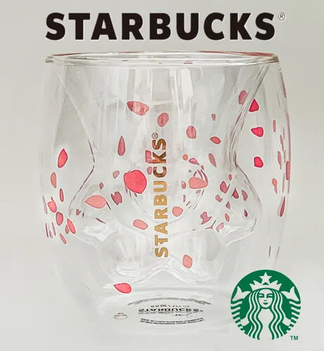 Кружка Starbucks Кошачья лапка, двойные стенки, оригинальная коробка, прозрачный