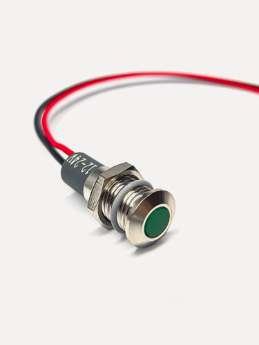 Изображение товара 5 шт. Индикатор 12 - 24 В зеленый, светодиоды для авто 8 мм, световые индикаторы IP65