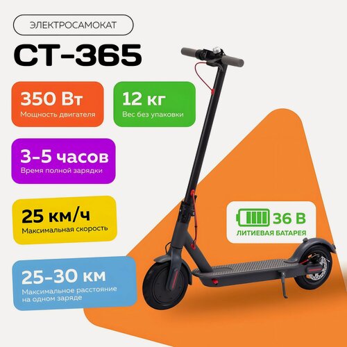 Изображение товара Электросамокат самокат электрический взрослый и подростковый, чёрный CT-365