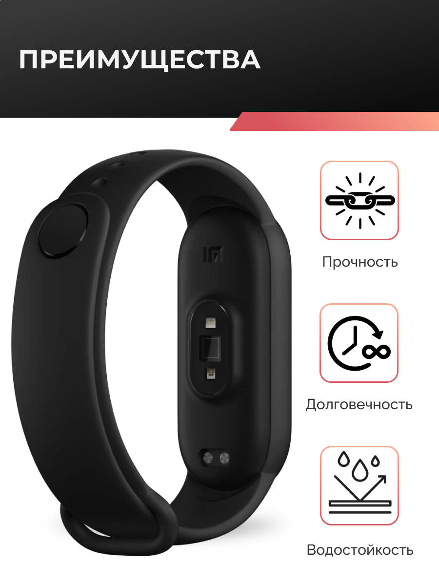 Ремешок для часов Mi Band 7/6/5 / Силиконовый ремешок Mi Band 7/6/5 — фото 1