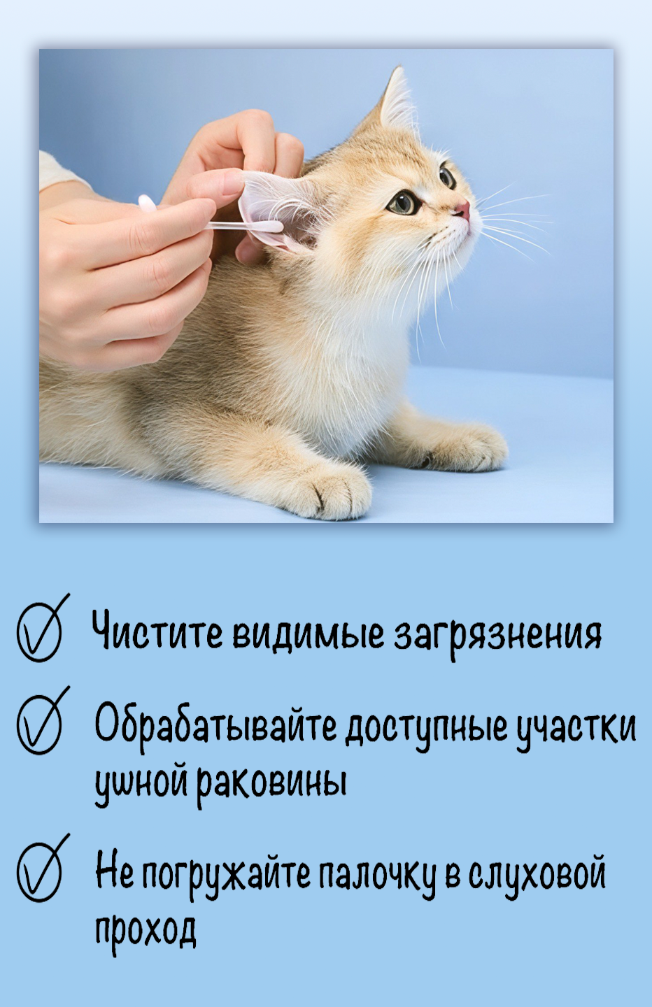 Изображение Ватные палочки с лосьоном для гигиены ушей животных PROTASOVA 50 шт.