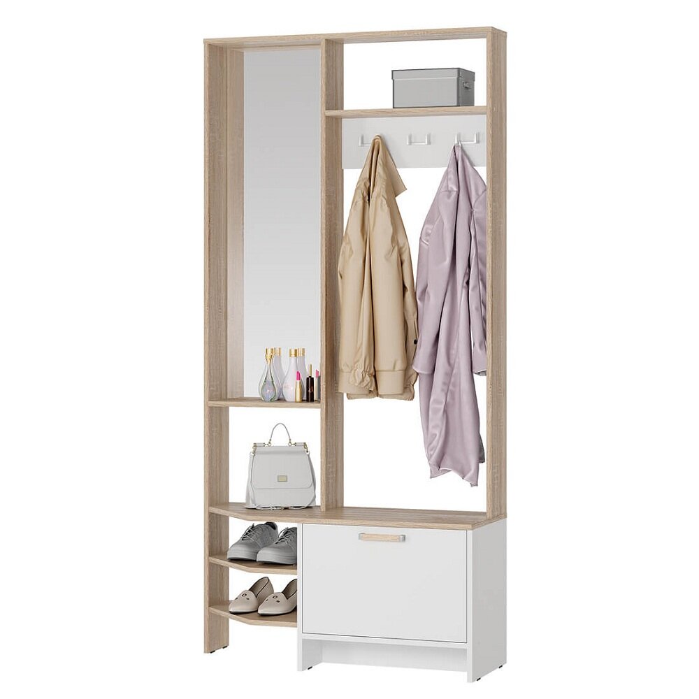 Прихожая МС "Тео" ПР-01, ЛДСП (дуб сонома/белый), 96х36х196 см — фото 1