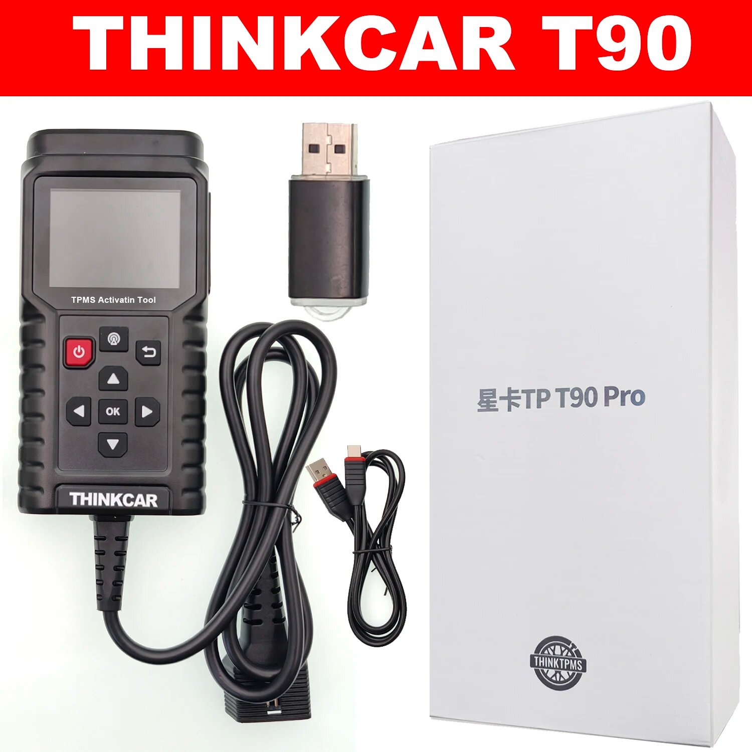 V1.36 ThinkCar TP T90 TPMS Инструмент активации OBD2 Автомобильный диагностический программатор кодов неисправностей Датчик давления в шинах Сервисный инструмент