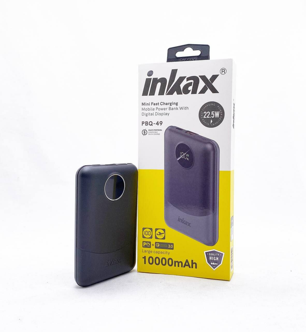 Внешний аккумулятор INKAX PBQ49, 10000 mAh, быстрая зарядка, черный
