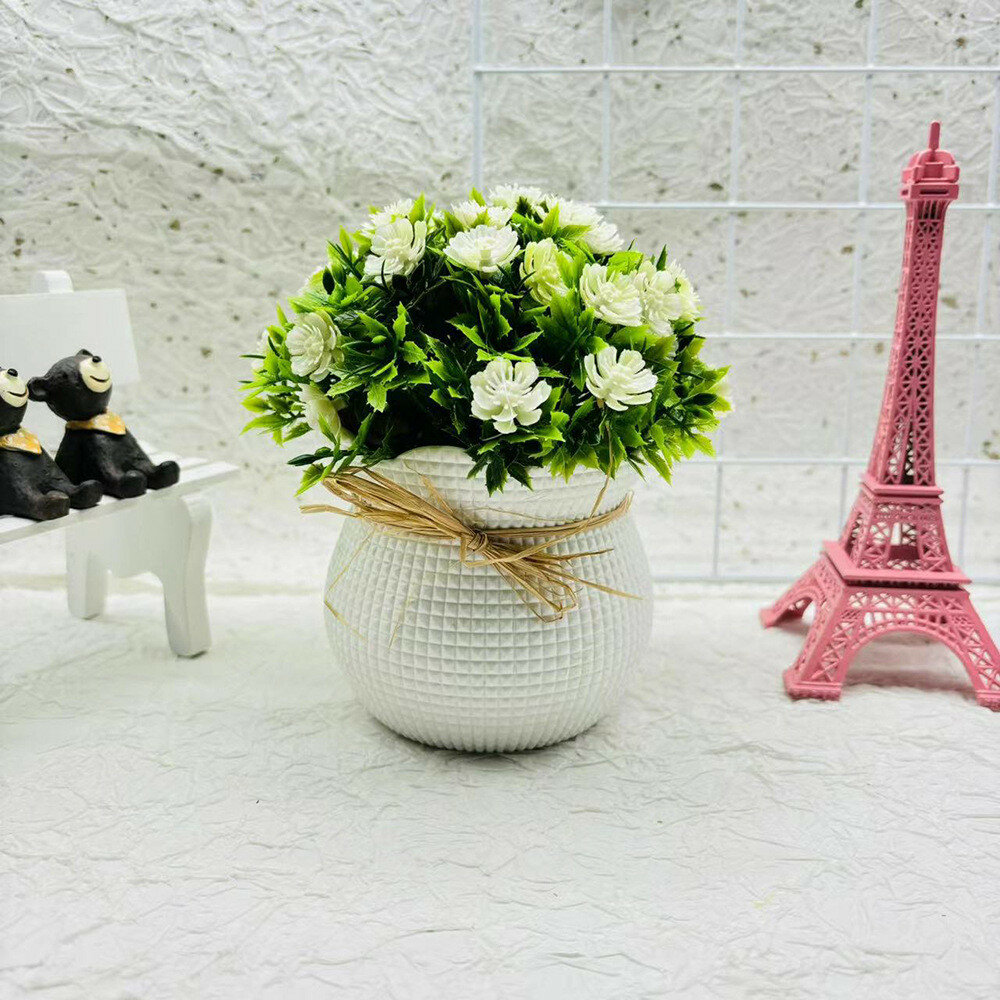 Хризантема индийская комнатное растение с пластиковым материалом для домашнего декора и художественных композиций белый