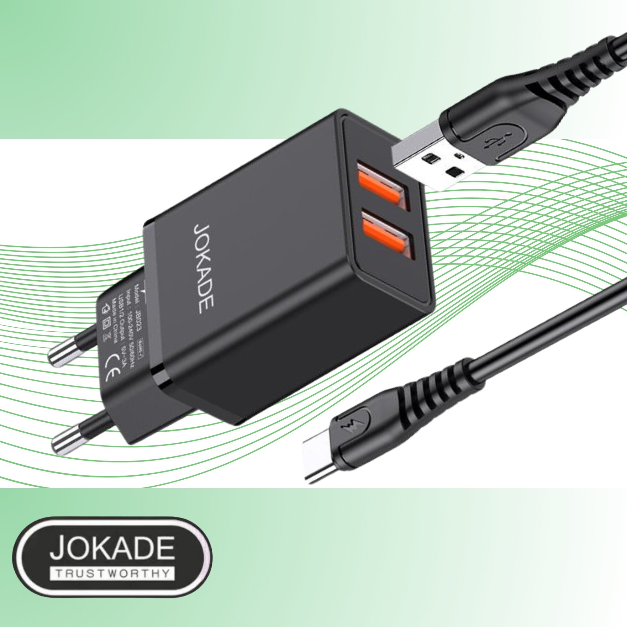 Зарядное устройство JOKADE, JB024, USB Type-C/Type-A, 1 м, черный