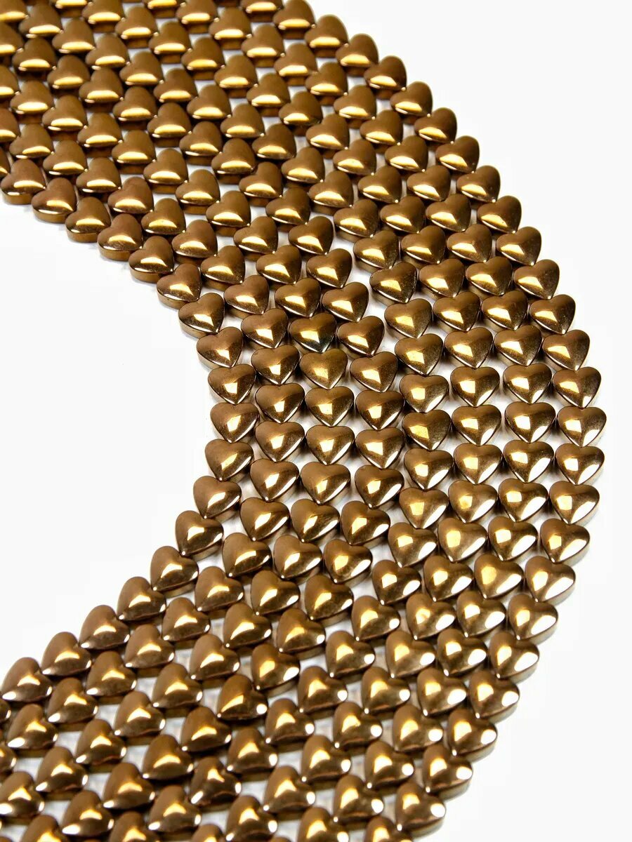 Гематин - сердечки пухлые - бронза - 6 мм (около 35 шт) — фото 1