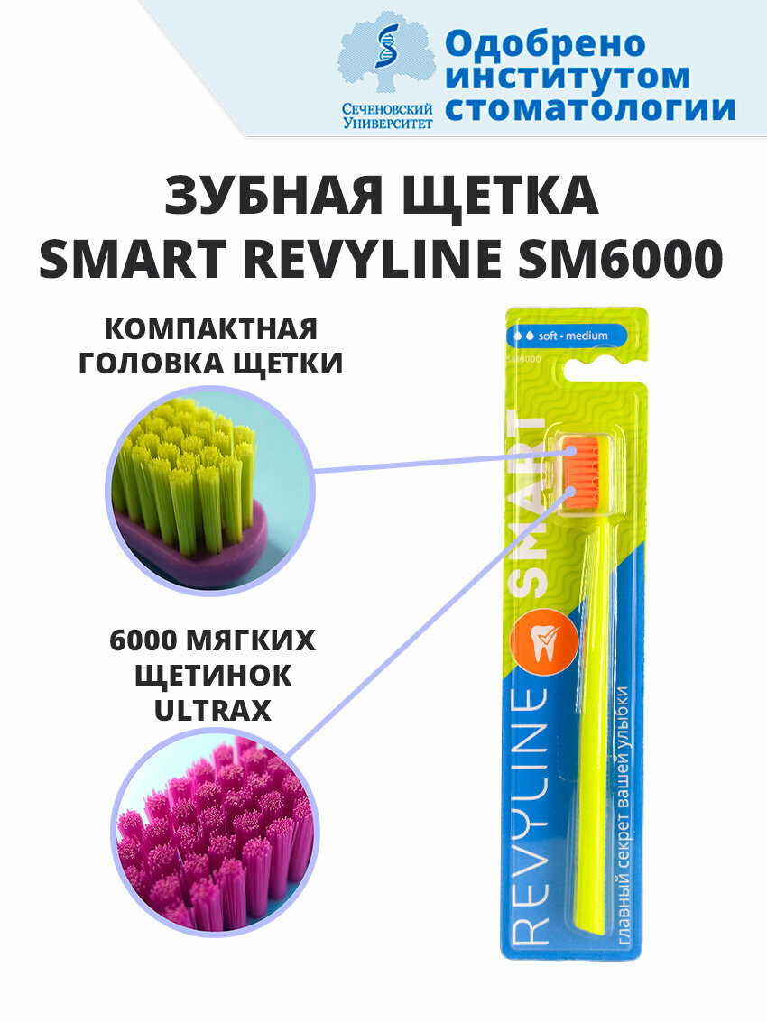 Зубная щетка Revyline Smart SM6000, soft-medium, Салатовая, 1 шт