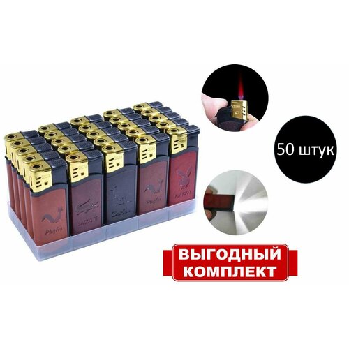 Зажигалки ONEY TF-04 турбо с фонариком под кожу, животные, 50шт