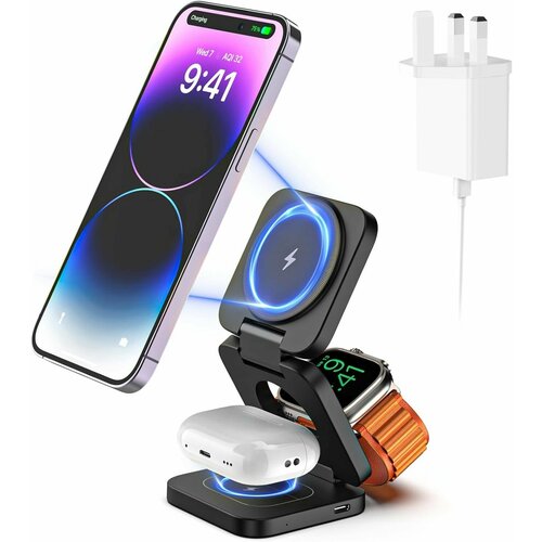 Беспроводная зарядная станция KU XIU 3 в 1, для iPhone/Apple Watch/Airpods, 5 Вт