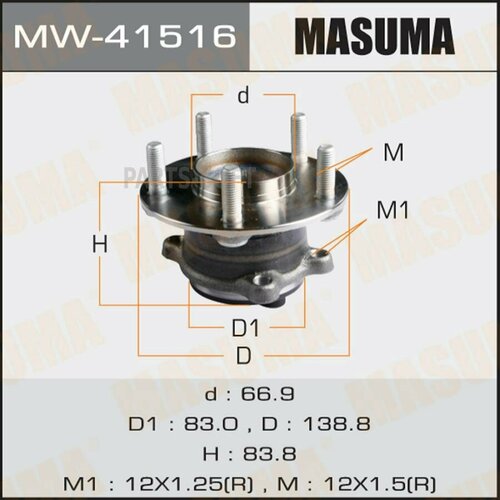 MASUMA MW-41516 Подшипник ступицы зад. MAZDA CX-5, 6 с ABS