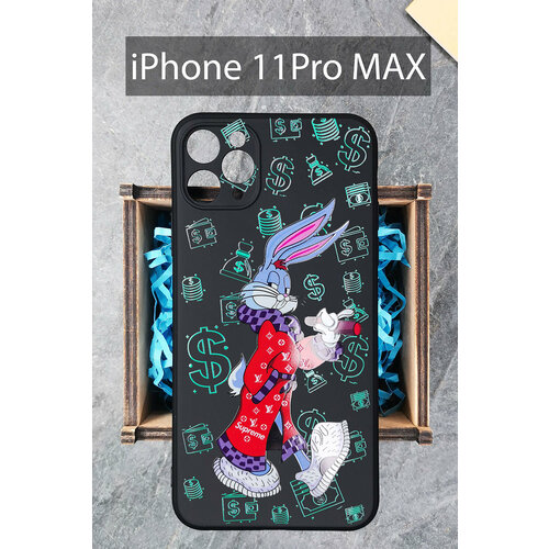 Силиконовый чехол Заяц Банни суприм неон для iPhone 11 Pro Max / Айфон 11 Про Макс силиконовый чехол заяц банни суприм неон для apple iphone 12 mini айфон 12 мини