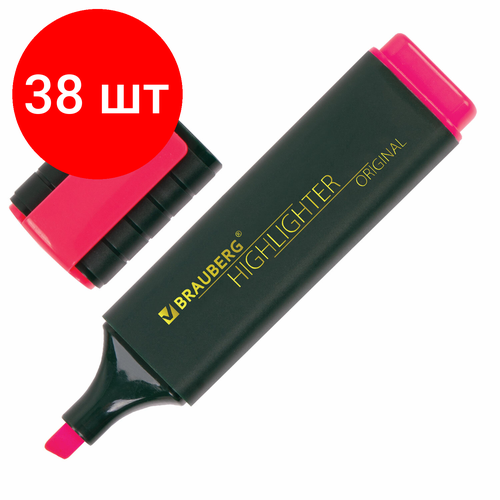 флоссер plackers original 38 шт Комплект 38 шт, Текстовыделитель BRAUBERG ORIGINAL, розовый, линия 1-5 мм, 151683