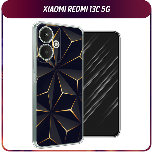 Силиконовый чехол на Xiaomi Redmi 13C 5G/13R 5G/Poco M6 5G / Сяоми Редми 13C 5G/13R 5G/Поко М6 5G Черные полигоны силиконовый чехол на xiaomi redmi 13c 5g 13r 5g poco m6 5g сяоми редми 13c 5g 13r 5g поко м6 5g корги отдыхает прозрачный