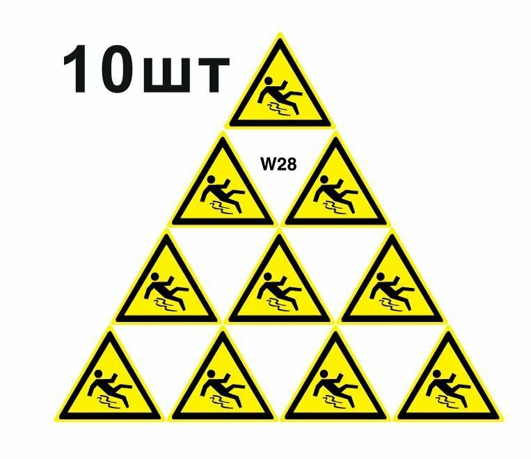 Предупреждающий знак W28 Осторожно. Скользко ГОСТ 12.4.026-2015