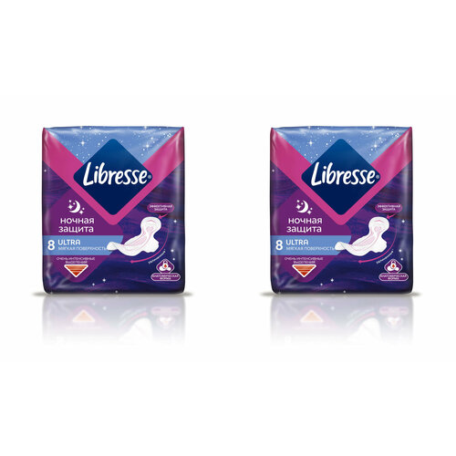 Libresse Прокладки Ultra Night гигиенические с мягкой поверхностью, 2 уп. x 8 шт / прокладки женские libresse ultra ночные 16 шт 1 упак