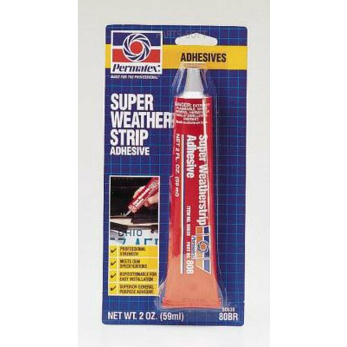 PERMATEX 80638 Клей водостойкий суперклей для уплотнителей стёкол и дверей Super Weatherstrip Adhesive соединяет резину металл ткань винил 59 мл PERMATEX 80638 1760₽