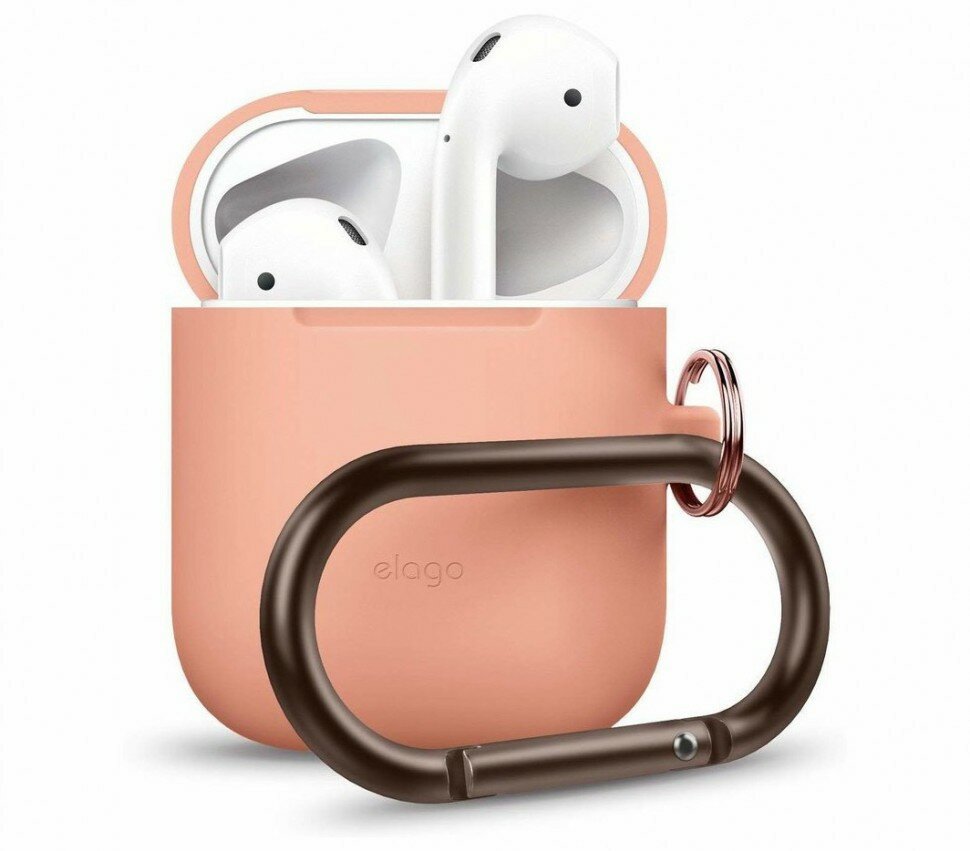 Чехол с карабином Elago AirPods Hang Сase для AirPods, цвет Персиковый (EAPSC-HANG-PE)